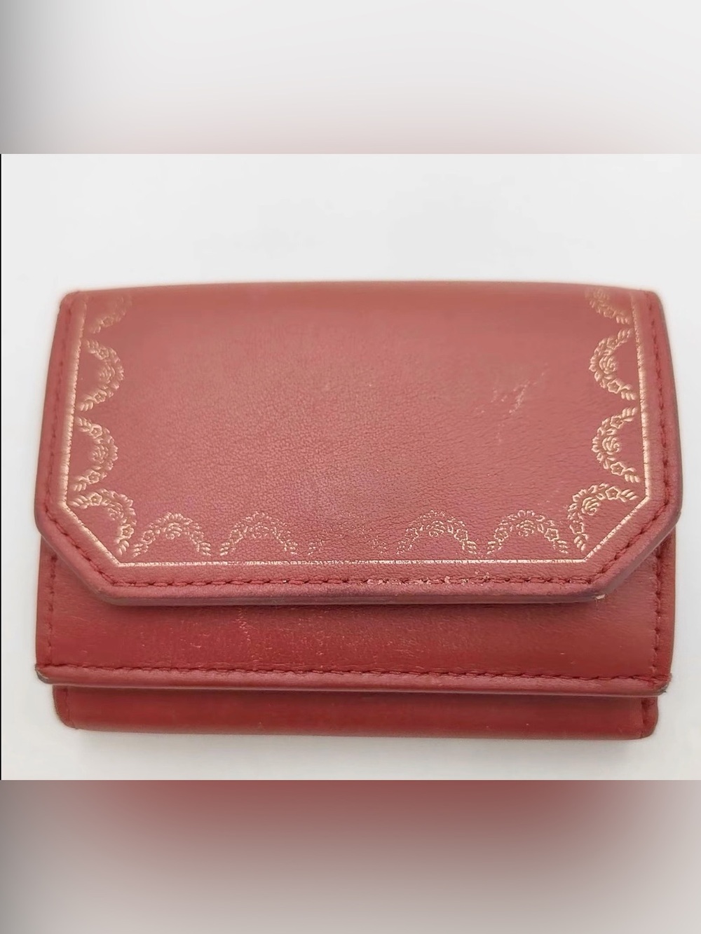 Pre owned Cartier Garland de Wallet Trifold wallet Leather w/ COA